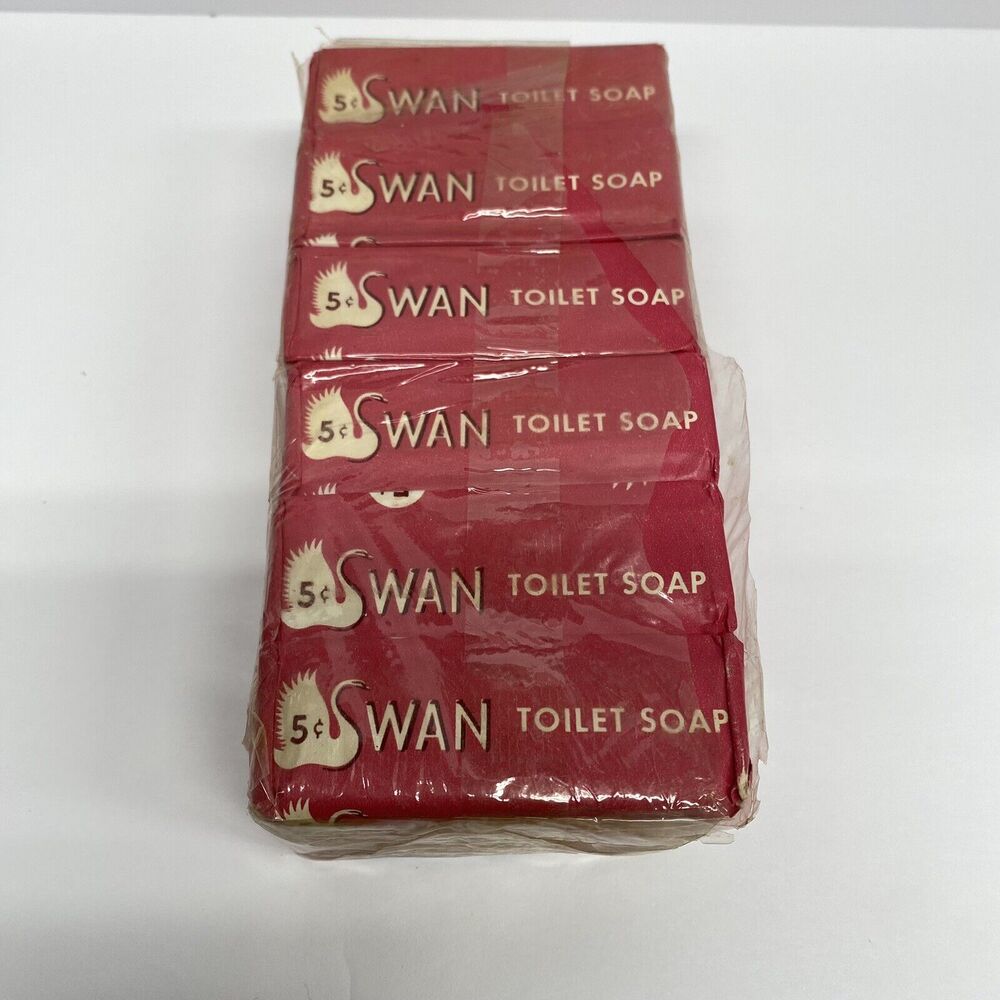 6 Vtg Pink Swan Toilet Soap White Fragrant Floating Lever Advertising Rare